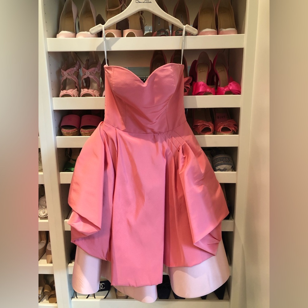 Oscar De La Renta Perfect Pink Sweetheart Strapless Silk Dress, Size 8 or 6 - Picture 2 of 14